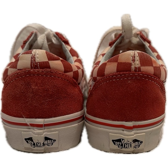 VANS OLD SKOOL SKATE SHOES RED/WHITE CHECKERED Size Women 7 - Men 5.5 - Picture 5 of 7